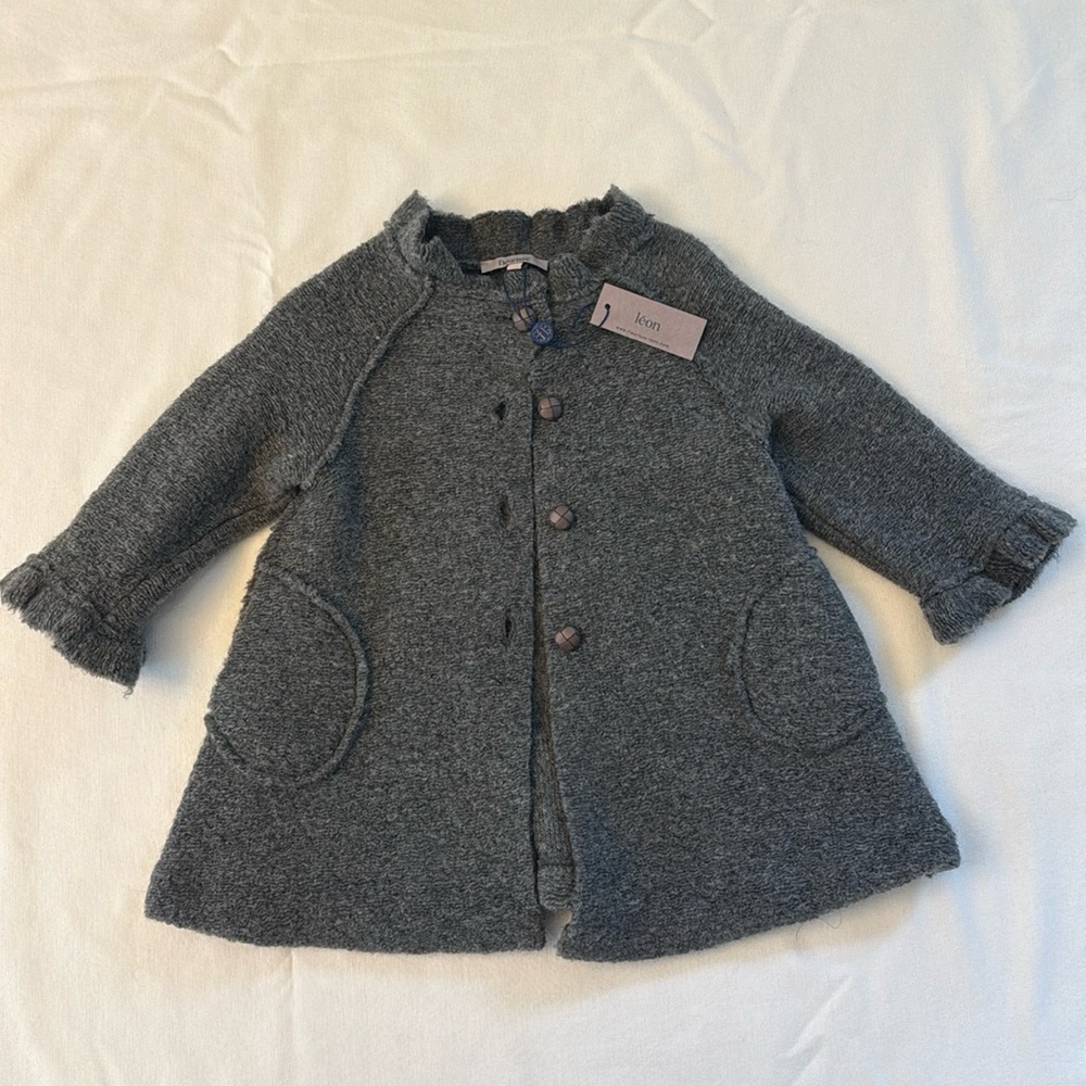 Fleurisse girls fluffy grey coat